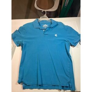 2 EXPRESS Pique Polo Shirt Men's Size Large Blue Modern Fit Classic Preppy Retro